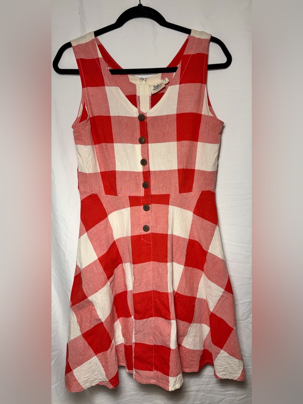 Mata Traders Midsummer Dream Dress Red/White Plaid Size M 100% Cotton A-Line